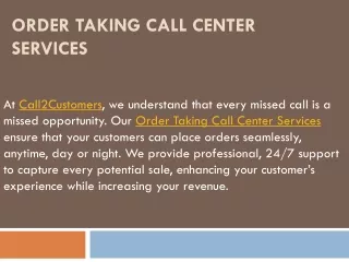 Order Taking Call Center Services