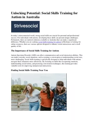 unlocking potential social skills training