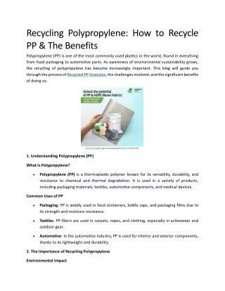 Recycling Polypropylene How to Recycle PP & The Benefits