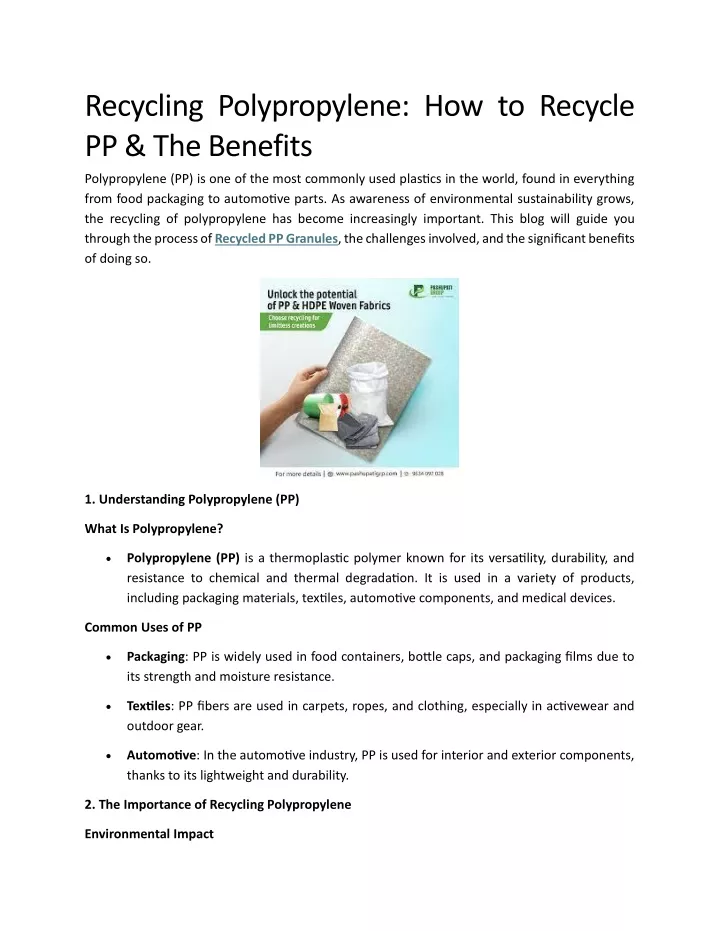 recycling polypropylene how to recycle