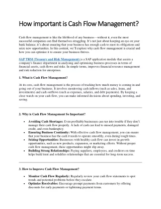 How important is Cash Flow Management?