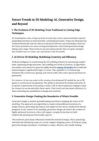 The Future of 3D Modeling