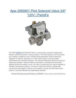 Apw 2065601 Pilot Solenoid Valve 3_8_ 120V _ PartsFe