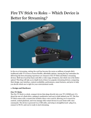 Fire TV Stick vs Roku – Which Device is Better for Streaming