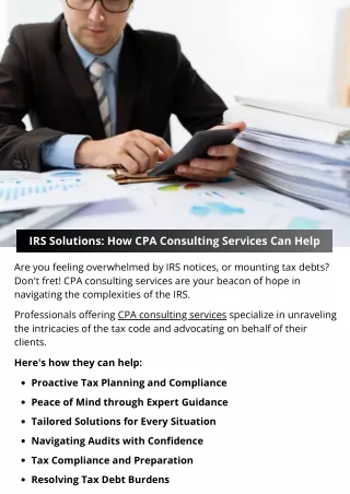 IRS Solutions: How CPA Consulting Services Can Help