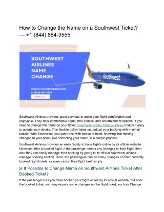 How to Change the Name on a Southwest Ticket?