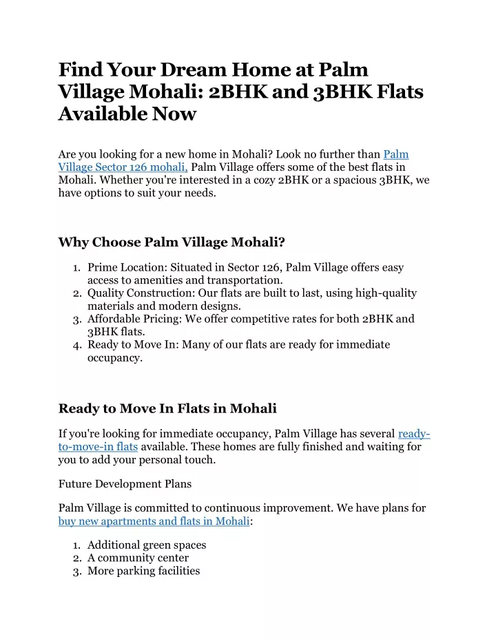 find your dream home at palm village mohali 2bhk