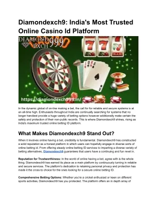 Diamondexch9_ India's Most Trusted Online Casino Id Platform