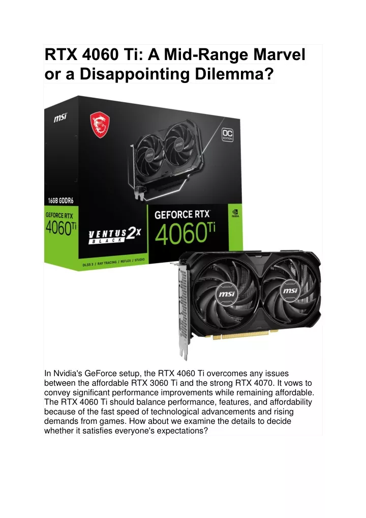 rtx 4060 ti a mid range marvel or a disappointing