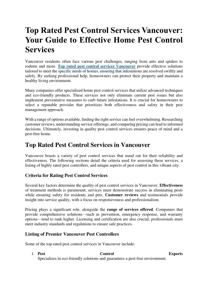 top rated pest control services vancouver your