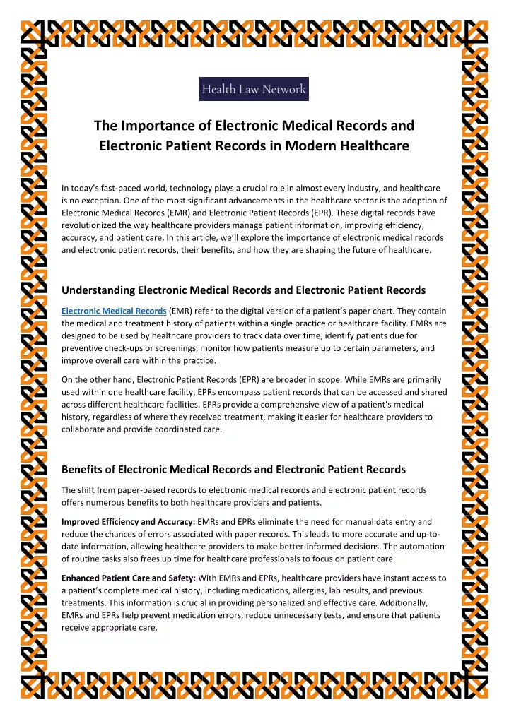 the importance of electronic medical records