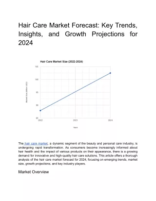 Hair Care Market Forecast: Key Trends, Insights, and Growth Projections for 2024