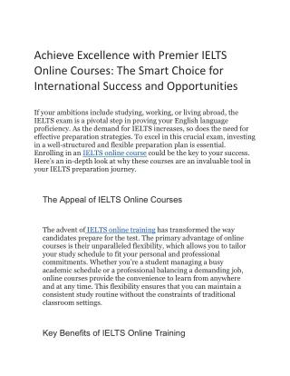 Achieve Excellence with Premier IELTS Online Courses: The Smart Choice for Inter