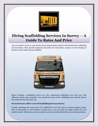 Hiring Scaffolding Services In Surrey  A Guide To Rates And Price