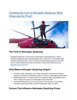 unveiling the cost of helicopter skydiving what