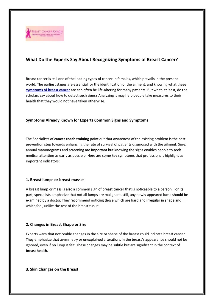 PPT - Understanding Breast Cancer Symptoms PowerPoint Presentation ...