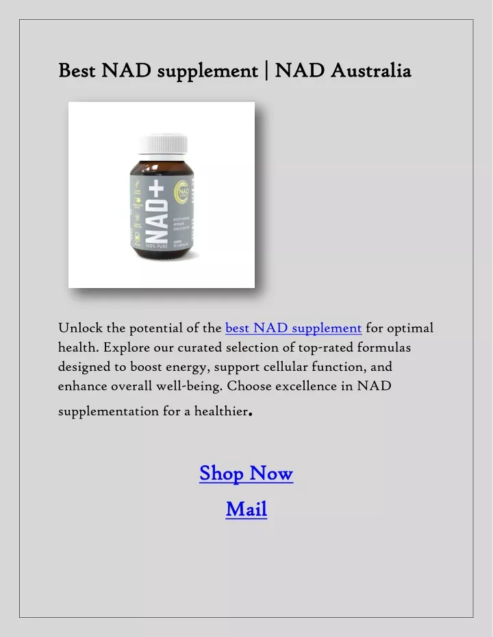 best nad supplement nad australia best