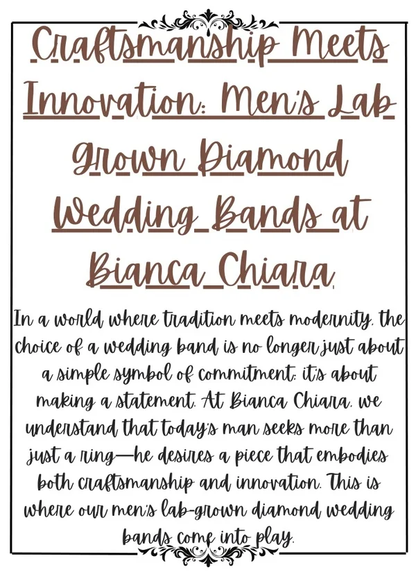 Craftsmanship Meets Innovation: Men's Lab Grown Diamond Wedding Bands at Bianca