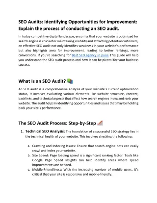 SEO Audits: Identifying Opportunities for Improvement: Explain the process of co