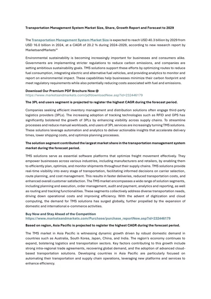 transportation management system market size