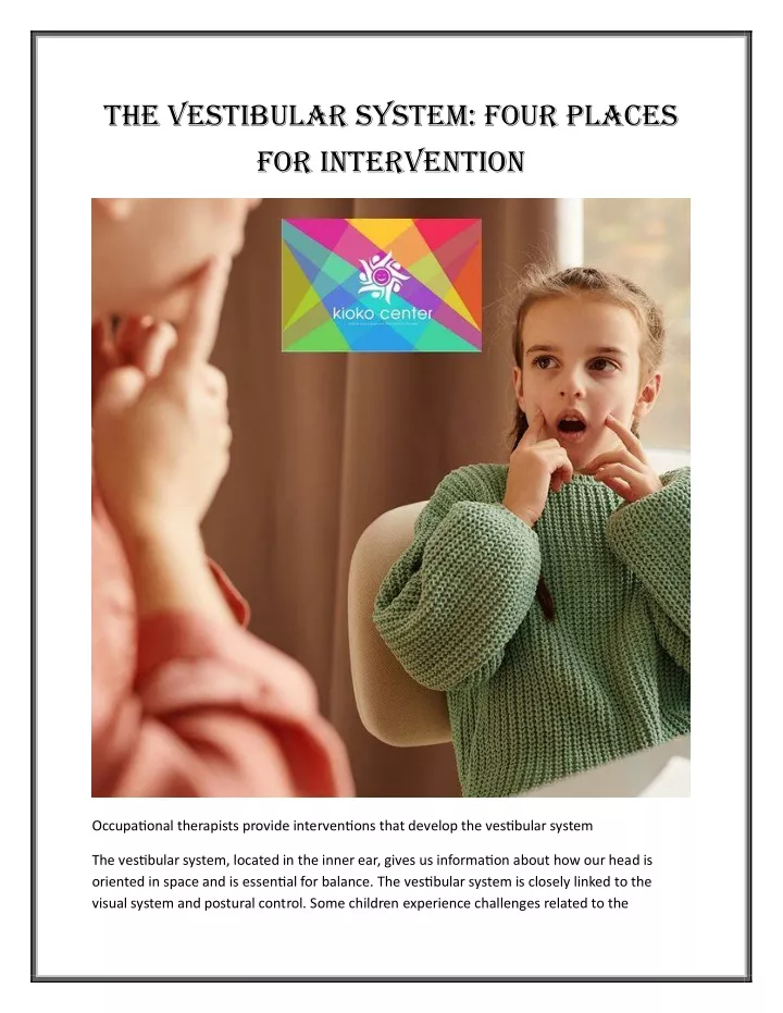 the vestibular system four places for intervention