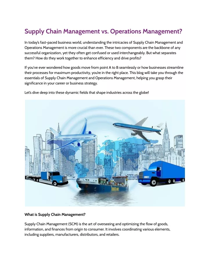 supply chain management vs operations management