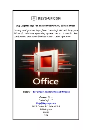 Buy Original Keys For Microsoft Windows  CortecSoft LLC