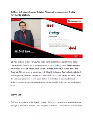 EziPay_ A Fintech Leader Driving Financial Inclusion and Digital Payments Globally