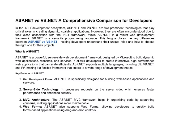 asp net vs vb net a comprehensive comparison