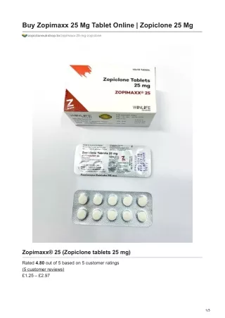 Buy Zopiclone Online -  Zopiclone 25 Mg