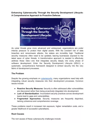 Enhancing Cybersecurity Through the Security Development Lifecycle_ A Comprehensive Approach to Proactive Defense