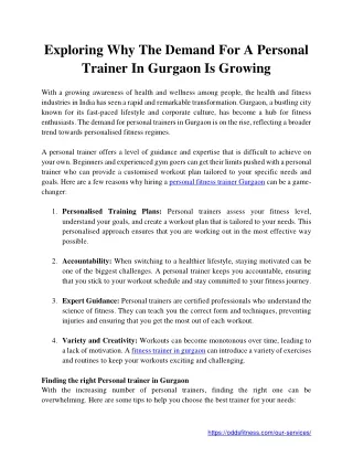 Exploring Why The Demand For A Personal Trainer In Gurgaon Is Growing