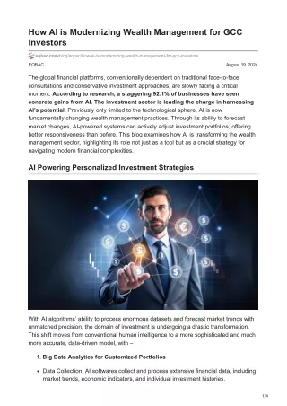 How AI is Modernizing Wealth Management for GCC Investors - Eqbac