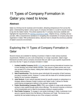 Unlocking Business Opportunities_ 11 Types of Company Formation in Qatar