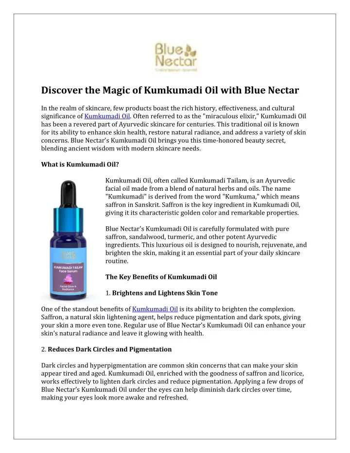 discover the magic of kumkumadi oil with blue