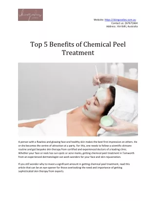 Top 5 Benefits of Chemical Peel Treatment