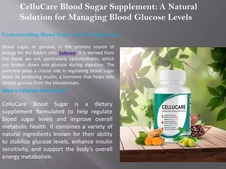 cellucare blood sugar supplement a natural