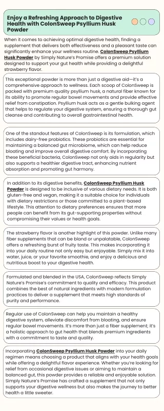 Enjoy a Refreshing Approach to Digestive Health with ColonSweep Psyllium Husk Powder