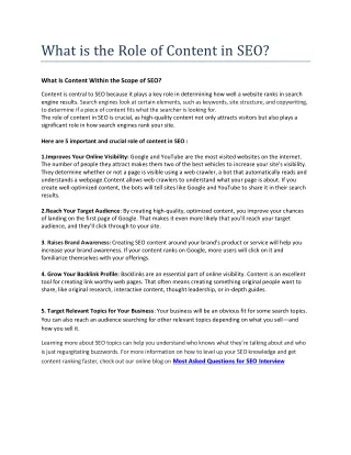 What is the Role of Content in SEO