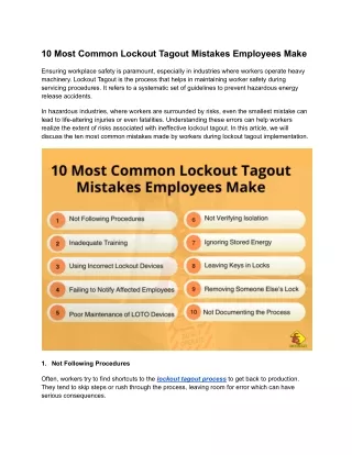 10 Most Common Lockout Tagout Mistakes Employees Make