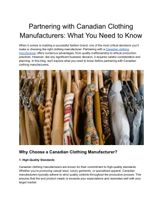 Partnering with Canadian Clothing Manufacturers: What You Need to Know