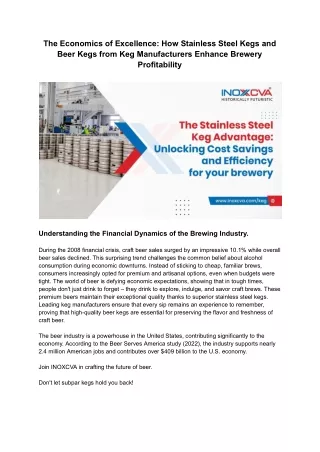 The Economics of Excellence_ How Stainless Steel Kegs and Beer Kegs from Keg Manufacturers Enhance Brewery Profitability