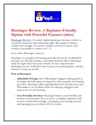 Hostinger Review A Beginner-Friendly Option with Powerful Features (2024)