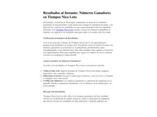 Resultados al Instante: Números Ganadores en Tiempos Nica Loto