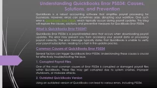 QuickBooks Error PS034: Causes and Fixes