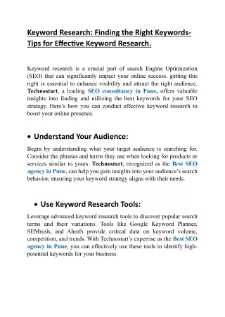Keyword Research Blog for technostart
