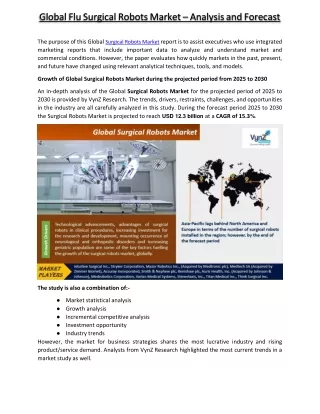 global flu surgical robots market analysis