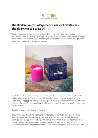 The Hidden Dangers of Synthetic Candles And Why You Should Switch to Soy Now!