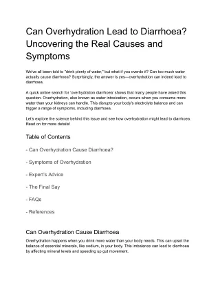 Can Overhydration Lead to Diarrhoea