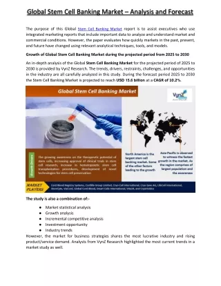 global stem cell banking market analysis